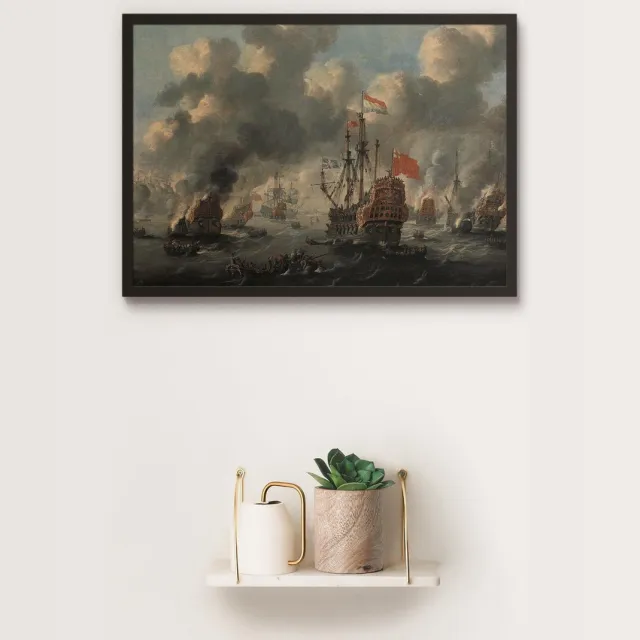 Esque Poster In Zwarte Lijst - Tocht naar Chatham - Peter van der Velde - Michiel de Ruyter - Large 50x70