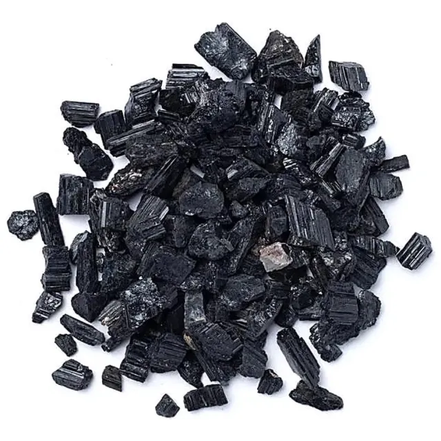 Mani Bhadra Zwarte Toermalijn Chips - Afmetingen ±0.5-1.5 cm - Pot ±800 gram
