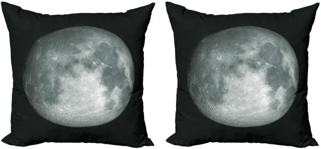 ABAKUHAUS Galaxie Kussenhoes – 2x40x40 cm – Dubbelzijdig bedrukt – Microvezel grijs/zwart
