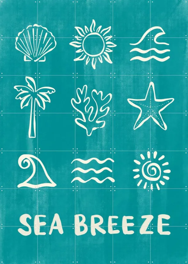 IXXI Sea Breeze, Rio Soley & Various - 100 x 140 cm - Grote wanddecoratie en posters - Geometrische Kunst, Decoratieve kunsten, Illustraties, Modern Blauw / Wit