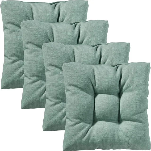Cozy Stoelkussen Cozy Set van 4 comfortabele zitkussens voor tuinstoel, keuken of eetkamer, binnen en buiten, 40 x 40 x 6 cm, licht turquoise