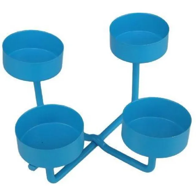 Redhart Theelichthouder GERBRAND - Blauw - Metaal - 16 x 16 x 8 cm - 4 houders - Waxinelichthouder – Waxinelicht – Gezellig – Sfeer – Kerst – Feestdagen – Licht – Wintertijd – Herfst – Thuis – Woonkamer – Interieur – Decoratie – Cadeau