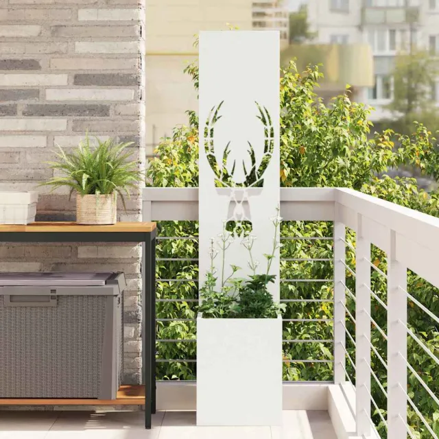 vidaXL Tuin Privacy Screen Wit 32 x 32 x 150 cm Koudgewalst staal