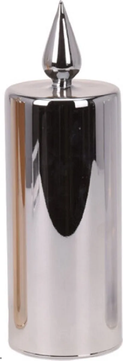 Koopman Kaars met ledverlichting - ledlamp - decoratie woonkamer - 20 cm hoog - kerstverlichting zilverkleurig