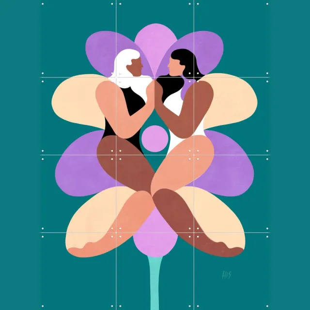 IXXI Balance, Maggie Stephenson - 60 x 80 cm - Grote wanddecoratie en posters - Kleurrijk, Abstract, Modern, Digitale Kunst, Geometrische Kunst Groen / Paars