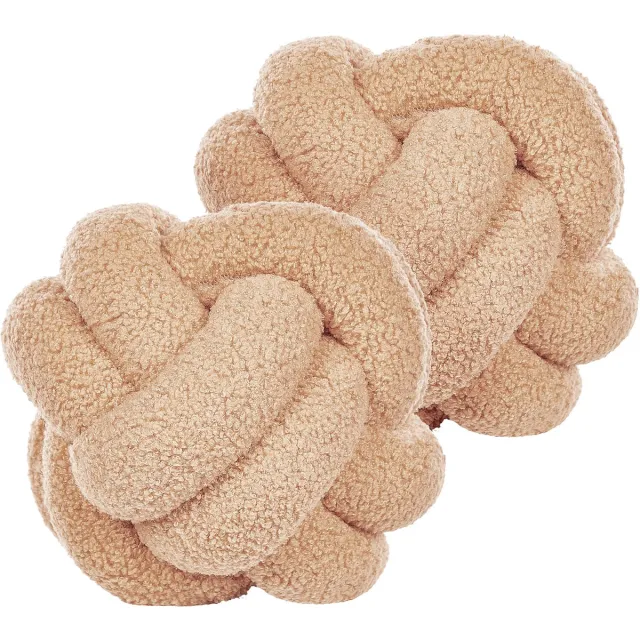 Beliani MALNI - Sierkussen set van 2 - Lichtbeige - Bouclé