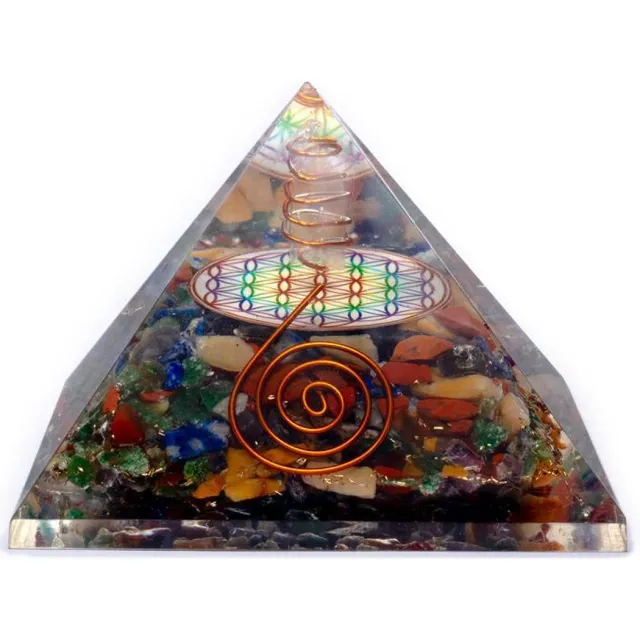 Phoenix Import Mani Bhadra Yogi & Yogini-Orgoniet Bloem des Levens Chakra met Kristalpunt Meerkleurig