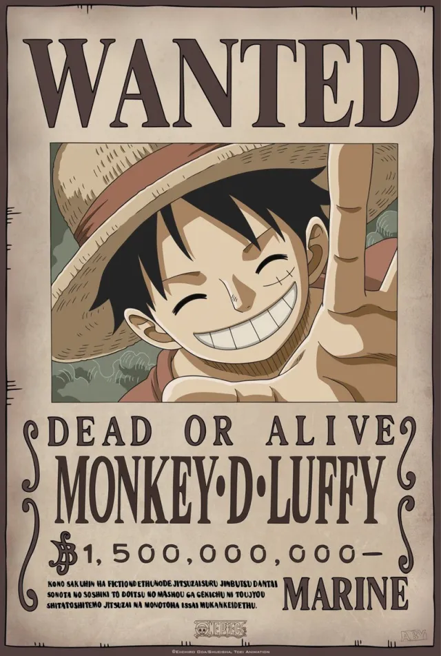 ABYSTYLE One piece poster - Luffy wanted poster - One piece anime - One piece poster - Luffy One piece - 42 x 29 cm Divers
