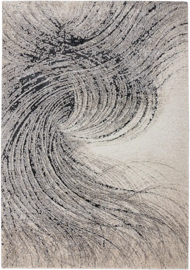 Padiro design laagpolig vloerkleed 60 x 110 cm - lichtbeige - modern abstract ontwerp - voor vloerverwarming - van polypropyleen, polyester en jute