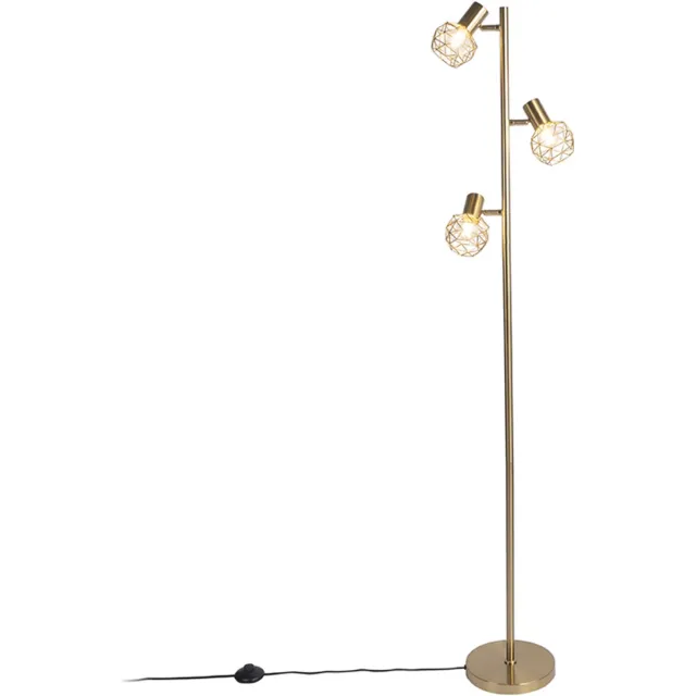QAZQA mesh - Moderne Vloerlamp | Staande Lamp - 3 lichts - H 150 cm - Goud - Woonkamer | Slaapkamer