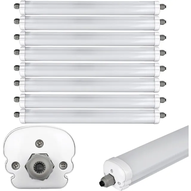 V-TAC LED vochtbestendige verlichting 120cm Kelderlamp Plafondlamp Kuiplamp, 2880lm Koud wit 6400K IP65 Geschikt voor vochtige en natte ruimtes, set van 8 Grijs