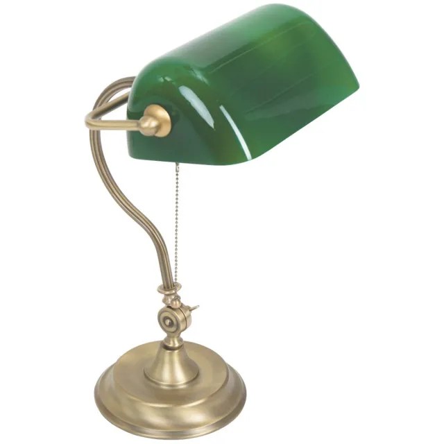 Mexlite Bronzen tafellamp 7733BR met grote E27 fitting, kantelbaar, van glas en metaal, klassiek, merk Mexlite, familie Belana Bruin / Groen