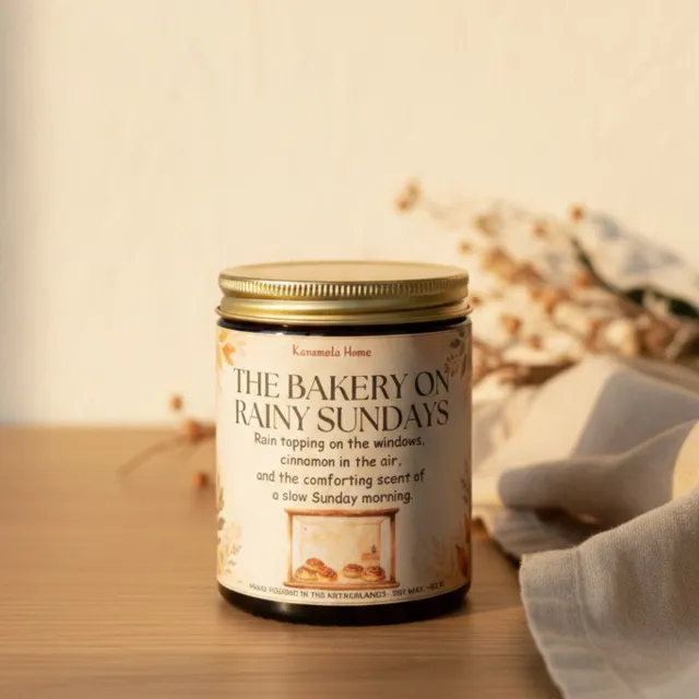 Karamela Kaarsen Karamela Home The Bakery on Lazy Sundays - Geurkaars - Kaneel & Appel - 180 g wit