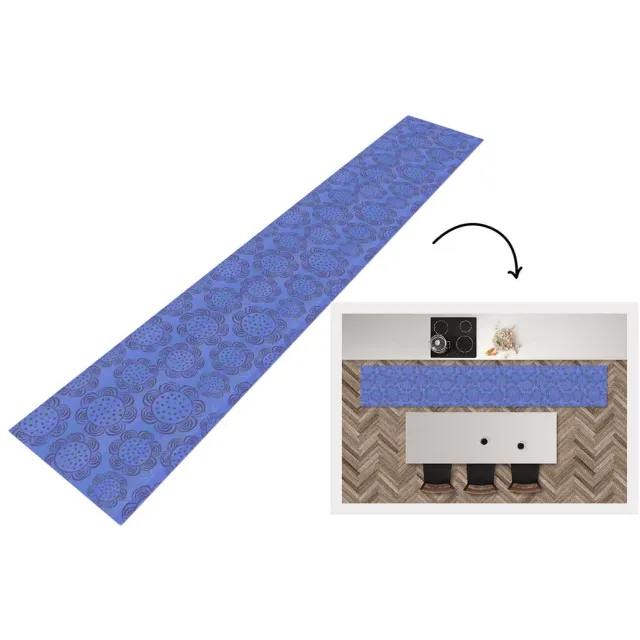KitchenYeah Keukenloper - Loper keuken - Bloemen - Patronen - Blauw - Keukenloper vinyl, foto 2