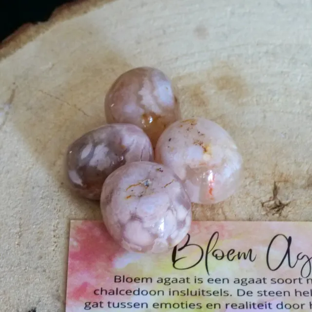 GemsByShy Bloem Agaat Trommelsteen, edelstenen - Perfect cadeau voor mannen en vrouwen - Inclusief uitleg - Spiritueel - Flower Agate - Diepe pijn - Trauma - Onvoorwaardelijke liefde