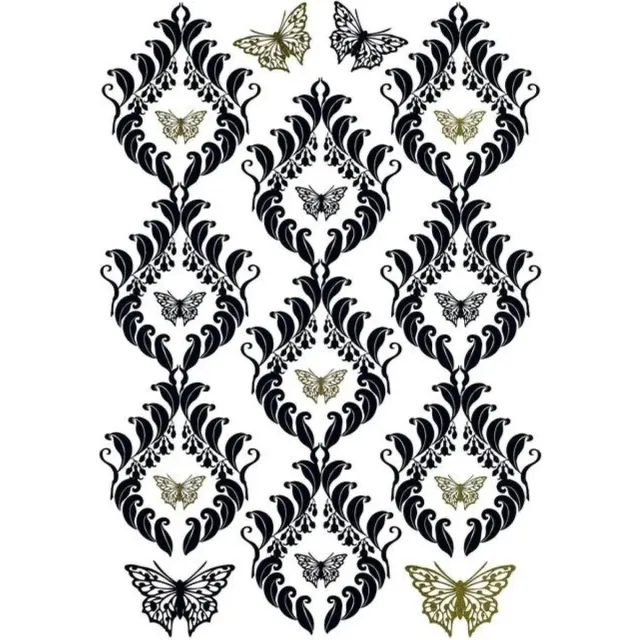 Komar Muursticker - Vlinder Ornamenten - Zelfklevend - Muurdecoratie - Stickers - 50 x 70 cm Grijs