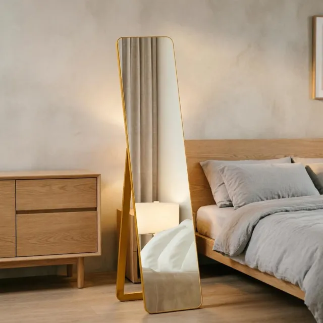 STILVORA Staande Spiegel – Passpiegel 37 x 156 cm – Hout – Licht Walnoot – Vrijstaand Of Aan De Wand – Steunframe