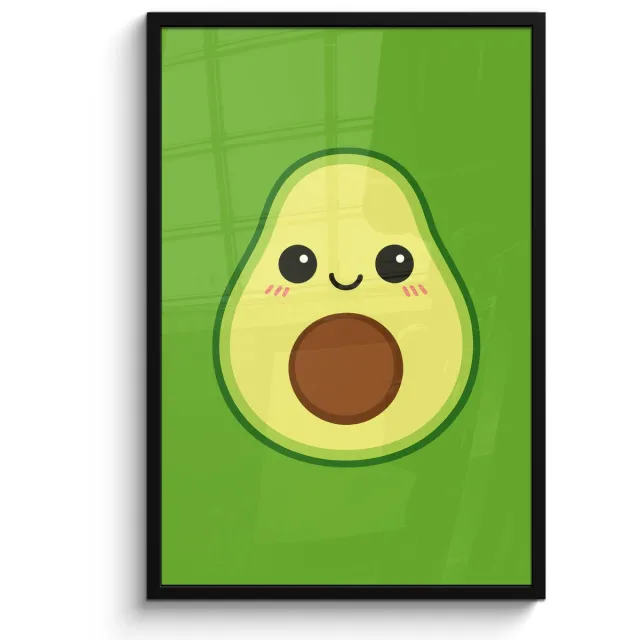 FrameYourWall Poster in lijst - Fotolijst 60x90 cm - Posters - Avocado - Groen - Speels - Posterlijst zwart - Decoratie - Wanddecoratie woonkamer - Muurdecoratie slaapkamer