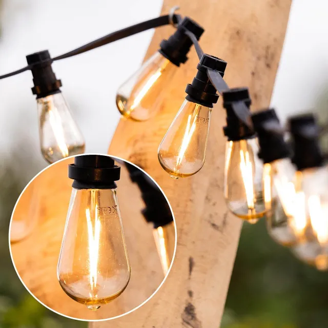 LumenXL lichtsnoer voor buiten 100 meter 100 fittingen - 2,5 watt 2700K LED filament lampen - IP44 dimmer