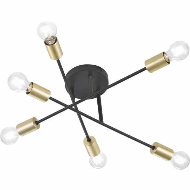 Trio CROSS - Plafondlamp - Zwart mat - excl. 6x E27 6 W - Zwenkbaar - Plafondbevestiging