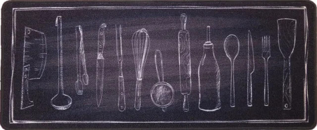 Hamat Deco-flair Blackboard 50 x 120 cm - Schoonloopmat - Keukenmat - Deurmat Binnen - Zwart - Polyamide - Latex Grijs/Zwart
