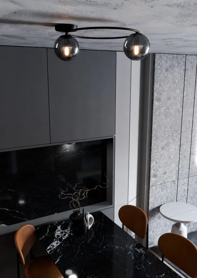 Emibig Plafondlamp Sopra Staal Zwart | Geschikt voor 2x E14 - Max 10W. Black