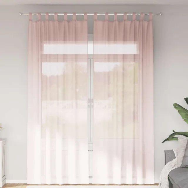 vidaXL Gordijnen voile met lussen 2 st 140x260 cm lichtroze roze