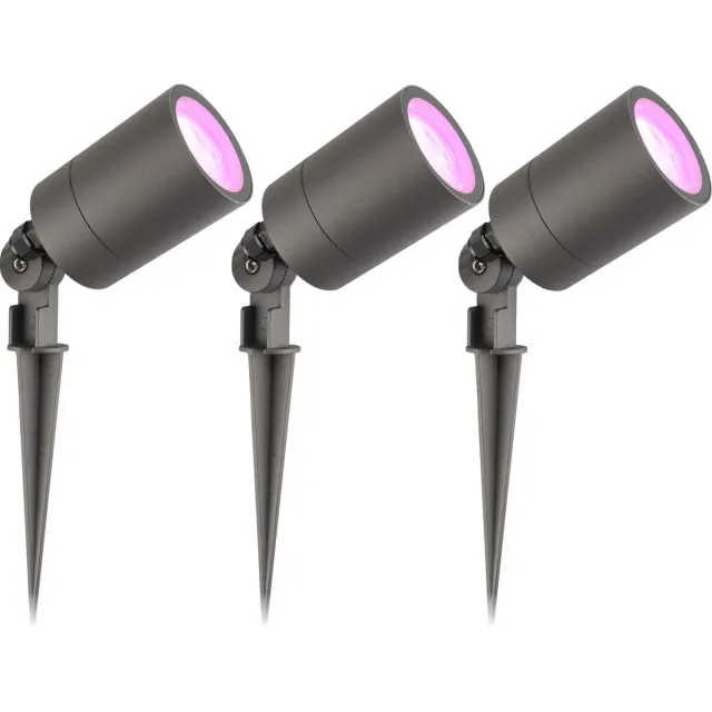 LEDVION 3X RGBWW LED Prikspots - Antraciet - IP65 - 5W - 2M