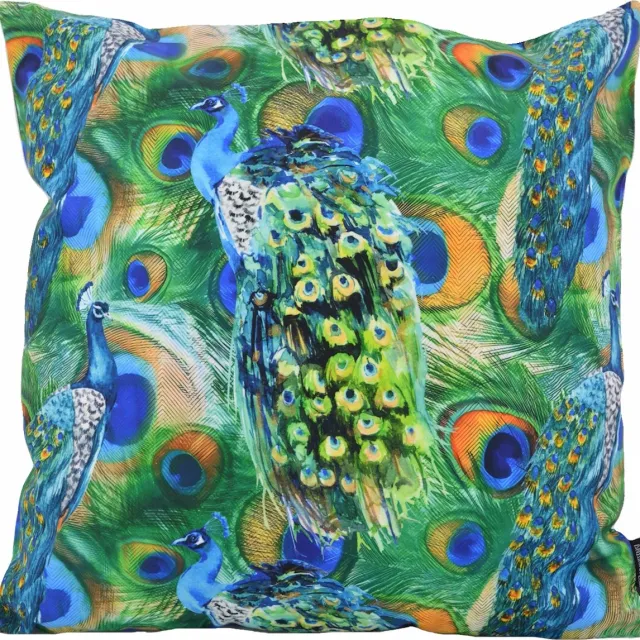 Gek op Kussens! Peacock Birds Kussenhoes | Katoen/Polyester | 45 x 45 cm Blauw - Groen