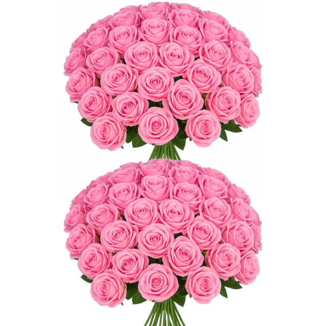 ROSIFY Kunstbloemen Nepbloemen - Kunstrozen - Zijden Bloemen - Set van 50 Kunst Rozen - 50cm - Roze Roze 50 stuks