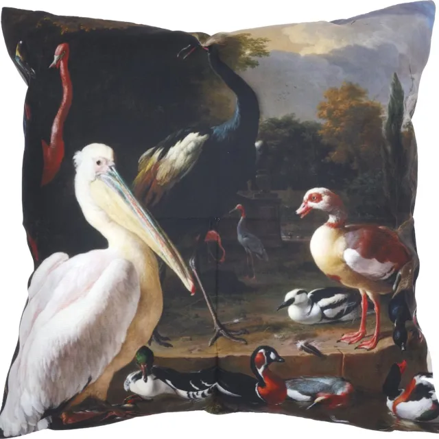 De Kussenkraam Kussenhoes Pelikaan Het Drijvend Veertje oude meesters | 44 x 44 cm | Exclusief binnenkussen zwart gekleurd