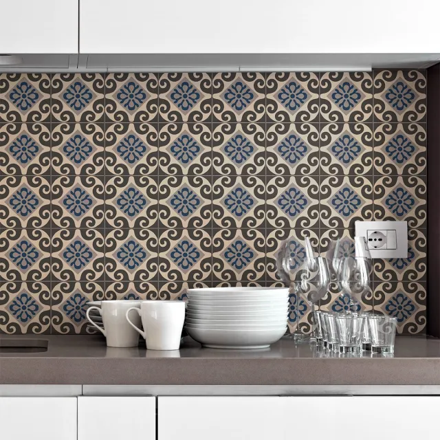 Ambiance Sticker Zelfklevende tegelmuurstickers voor keuken en badkamer - 30 Azulejos Avelina tegelstickers - 30 stickers 10x10cm multi color