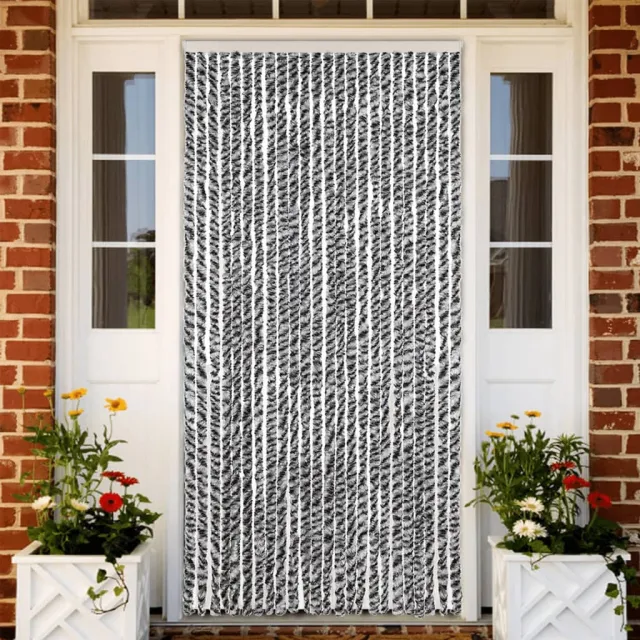vidaXL Vliegengordijn 100x200 cm chenille grijs en zwart-wit