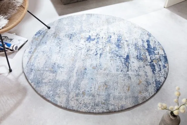 Invicta Interior Vintage tapijt MODERN ART blauw gewassen ronde used look - 41268 Zie omschrijving