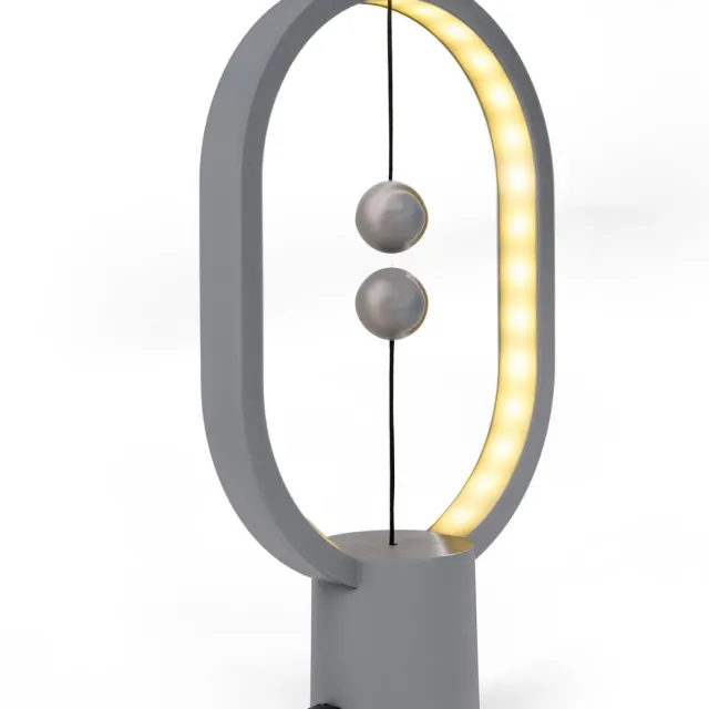 DesignNest B8TA - DesignNest Heng Balance Lamp – Bureaulamp led - Ovaal - Mini - Zwart - Kunststof Donkergrijs
