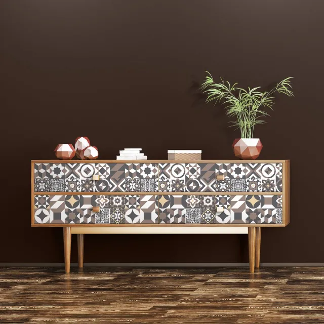 Ambiance Sticker Decoratieve meubelstickers - 24 authentieke LOPINA cementtegel meubelstickers - 24 stickers 10x10cm Multi color