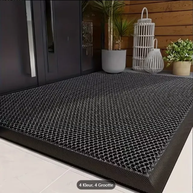 Fonevo Deurmat zwart - Droogloop en schoonloopmat - rubber met backing en rand - vuilloper - antislip - 60 x 90 cm - softtouch