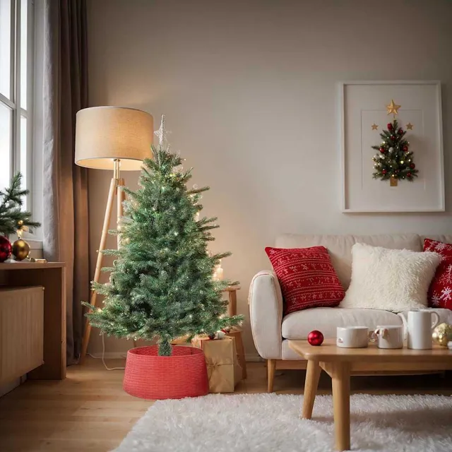 vidaXL Kerstboomrok Rond Rood Ø 65 x 23 cm Kunststof