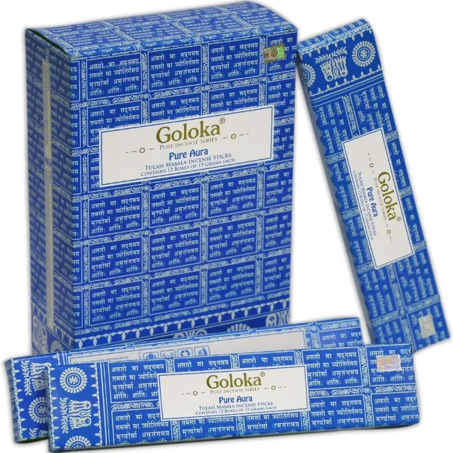 Goloka pure aura - tulsi - basilicum - wierook - doos 12 pakjes