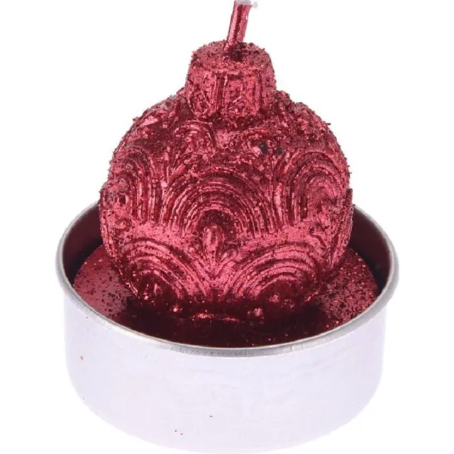 H&S Decoration Theelichtjes Kerstbal - Rood - Waxinelichtjes - Kerst - Kerst Kaarsen - per 3 verpakkingen