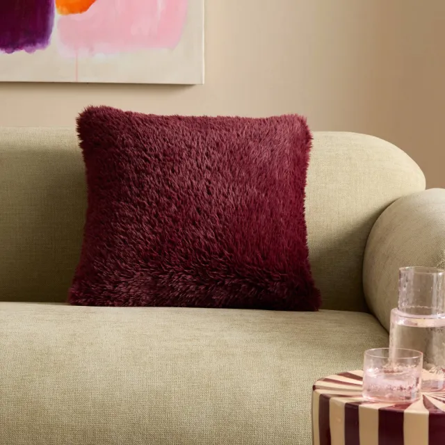NOUS Living vierkante sierkussenhoes Cozy 45x45 cm - donkerrood burgundy