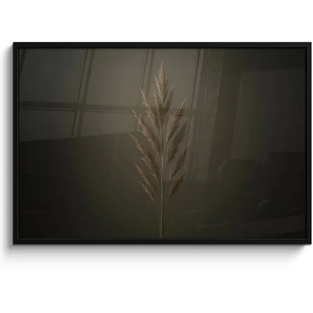 FrameYourWall Poster in lijst - Fotolijst 120x80 cm - Posters - Tak - Pluimgras - Donkerbruin - Posterlijst zwart - Decoratie - Wanddecoratie woonkamer - Muurdecoratie slaapkamer