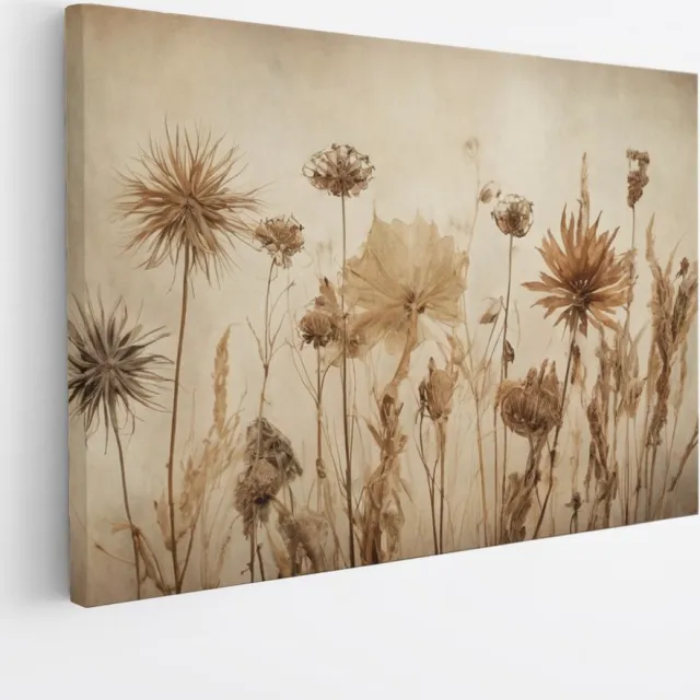 Saammp Canvas Schilderij - Vintage - Bloemen - Abstract - 70x50 - Foto op canvas - Wanddecoratie - Muurdecoratie Woonkamer - Kantoor Decoratie Multicolor