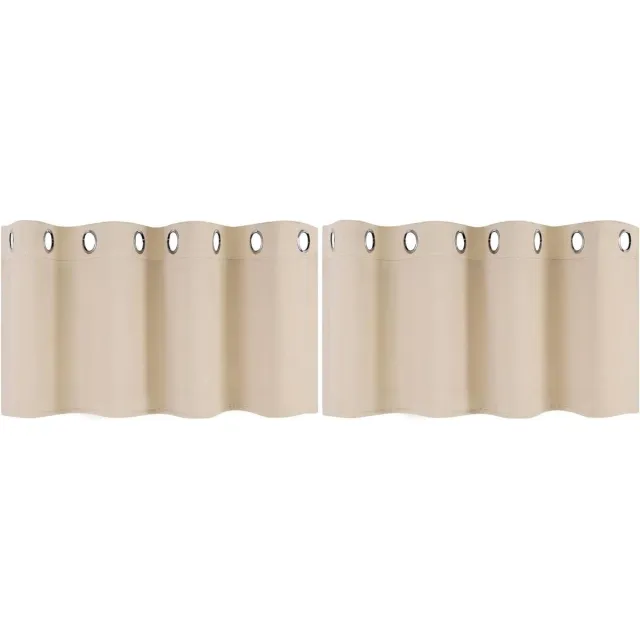Provento Korte ondoorzichtige gordijnen voor keuken, beige, 46x132 cm, 2 stuks Any