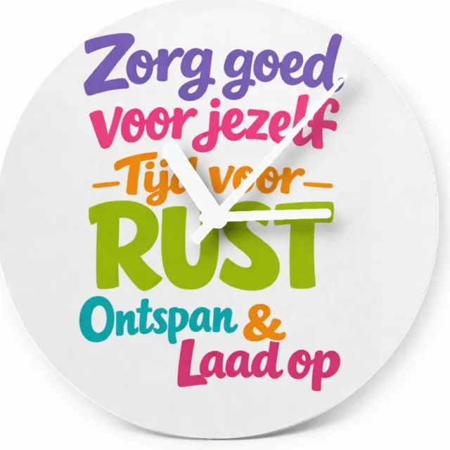 Mr Cadeautjes Glazen klok Ø 20 - design Een opbeurende typografische compositie voor een dagelijkse | cadeau Wit