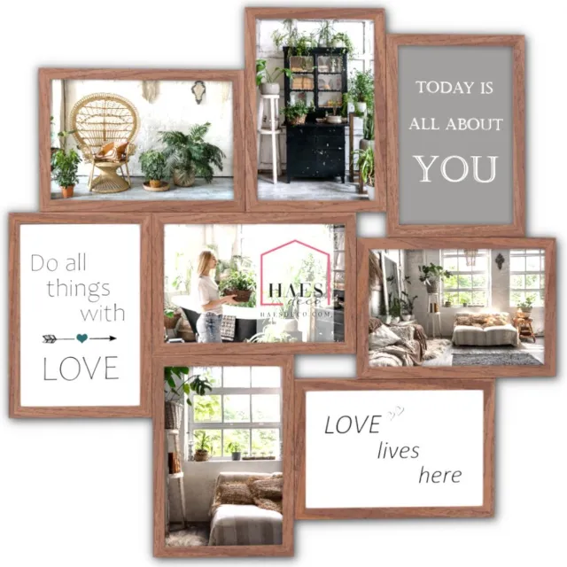 HAES deco Houten Multi Fotolijst / Galerie Stockholm donkerbruin voor 8 foto's 10x15 (formaat 44 x 44 cm) - MP150