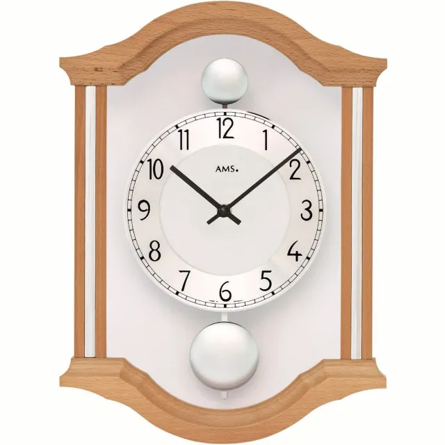 AMS Modern houtkleurige wandklok van het merk AMS -7447