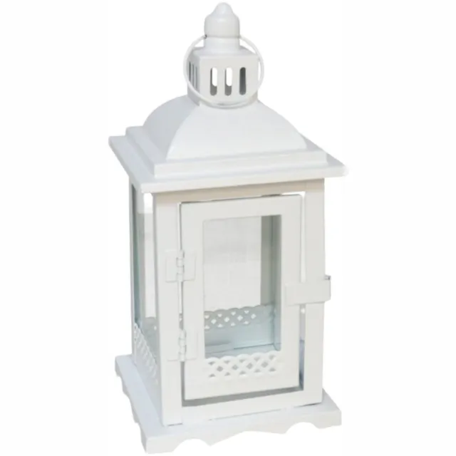 IBERGARDEN Ambiance Lantaarn / windlicht Portofino - wit - metaal - sfeerverlichting - 11 x 25 cm - voor binnen en buiten