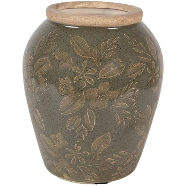 Clayre & Eef Vaas Ø 13x15 cm Groen Keramiek