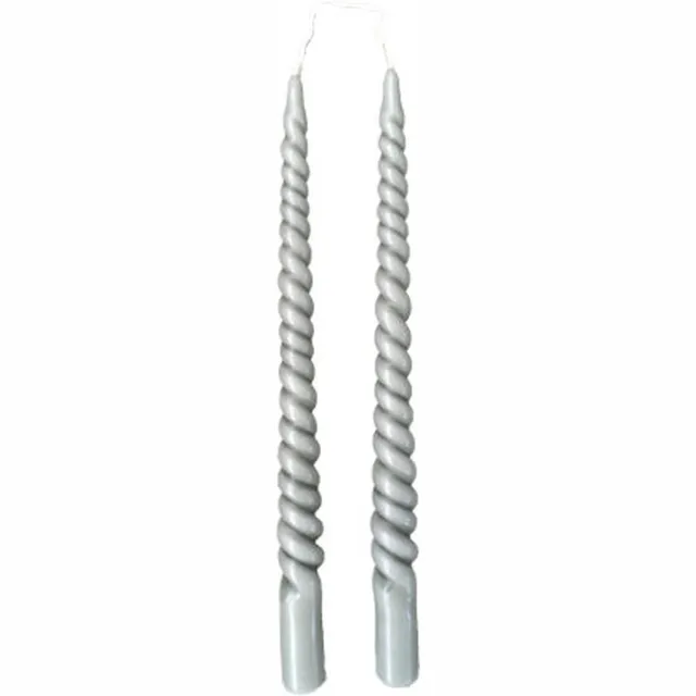 Rustik Lys 2 x Luxe Gedraaide Twist Swirl Kaarsen - Stone Grijs Groen - Dinerkaars - Tafelkaars - Rustik Lys - 2,1 x 29 cm